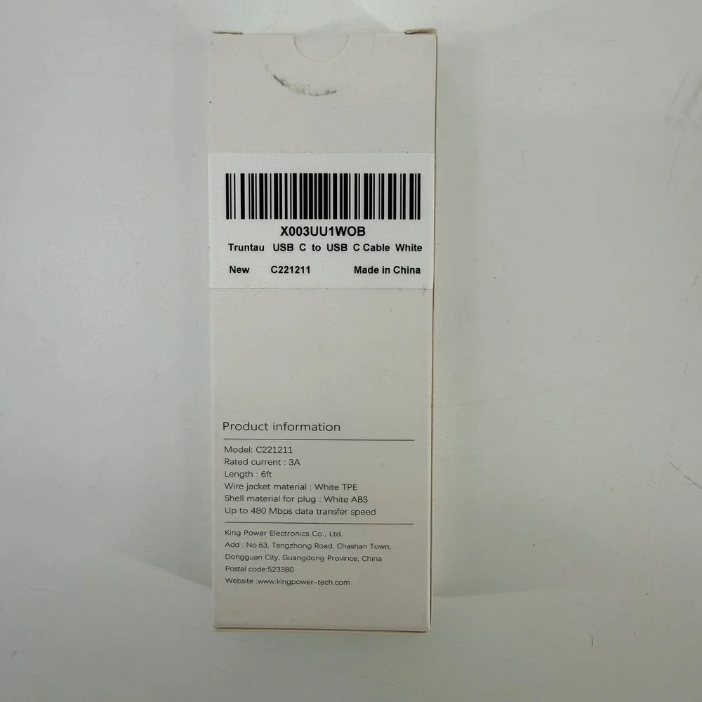 Trutau USB Type C to Type C Charging and Syncing‎ Cable 6ft White